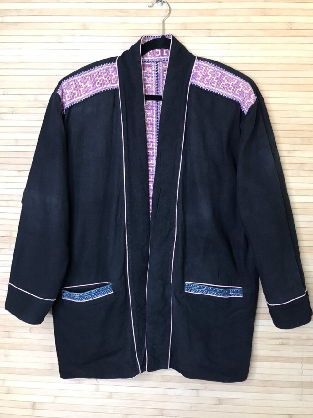 Unbranded Embroidered Reversible Jacket Multicolor Zip Front Pockets Boho Aztec - Picture 6 of 9